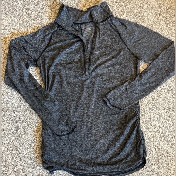 The NORTH FACE women’s Gray Quarter-Zip Pullover scrunched sides lightweight M - Picture 1 of 9